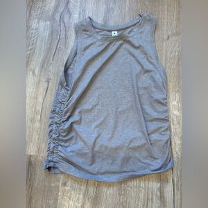 Yogalicious Taupe/Grey Ruched Side Sleeveless Tank
